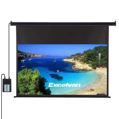 excelvan 120 inch 16 9 1 2 gain wall ceiling electric motorized hd projector screen with remote