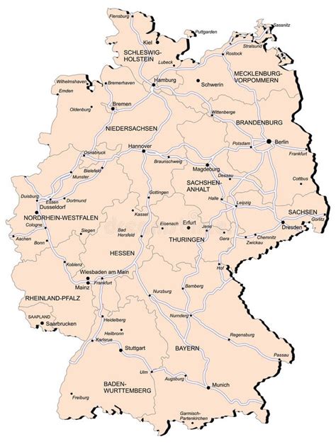Germany Railway Map Stock Vector Illustration Of Europa 14717573