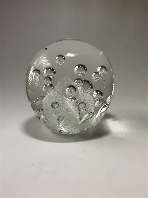 Vintage Paperweight Controlled Bubble Clear Glass Etsy Controlled