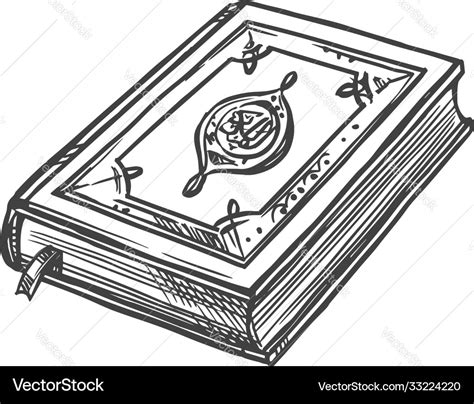 Quran Book Isolated Sketch Islamic Religion Vector Image
