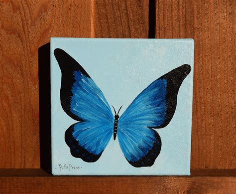 Beautiful In Blue Butterfly Original Handpainted Butterfly On 6 X 6