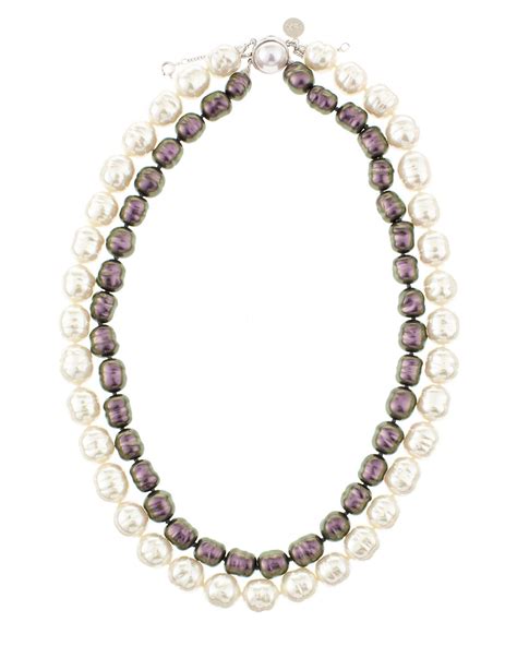 Majorica Tworow Baroque Pearl Necklace In White Null Lyst