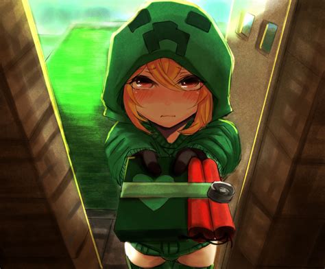 At2 Creeper Cupa At2 Minecraft Highres Revision 1girl Blonde