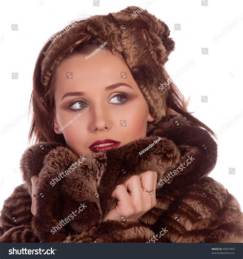 Lady Fur Coat Close Isolated On Stock Photo 49657804 Shutterstock