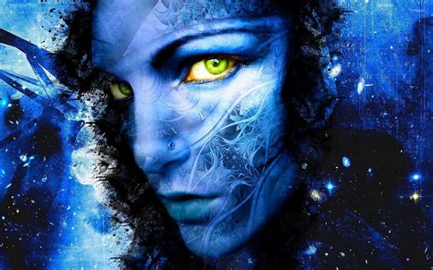 Stylized Blue Face Of A Woman Wallpaper Fantasy Wallpapers 25531