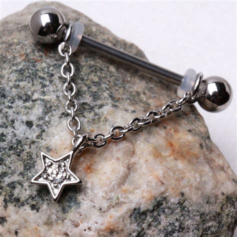 316l Stainless Steel Chained Star Dangle Nipple Ring Etsy