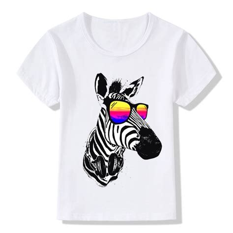 Children Cute Animal T Shirts Baby Kids Cool Zebra Print Tops Tees Boys