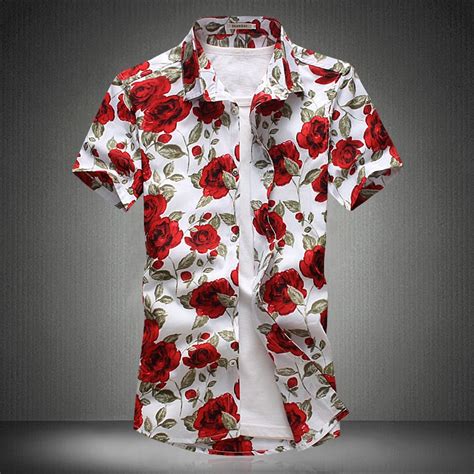 Floral Printing Men Shirt 2018 New Fashion Mens Short Sleeve Shirts