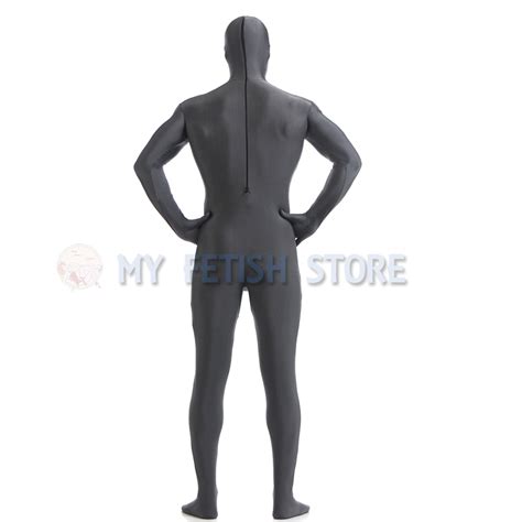 full body gray lycra spandex bodysuit solid color zentai suit halloween fancy dress costume