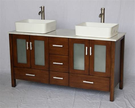 58 modern single bathroom vanity espresso with travertine top. 58 inch Bathroom Vanity Vessel Double Sink Top Style ...
