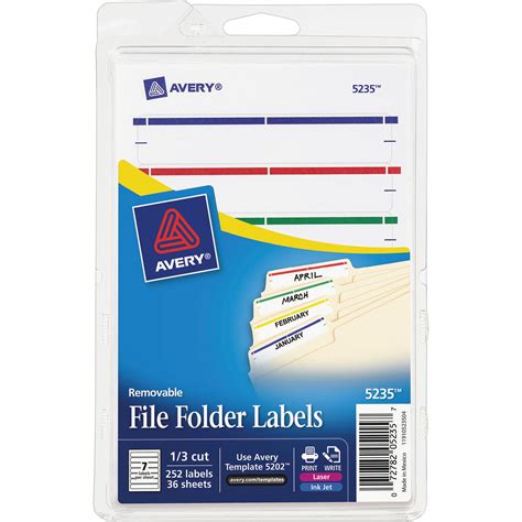 Avery Removable File Folder Labels With Sure Feed Technology 066 X 3