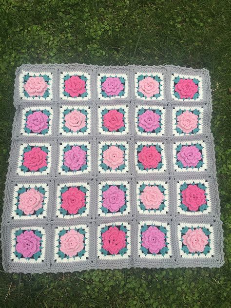 Crochet Rose Granny Square Crochet For Beginners