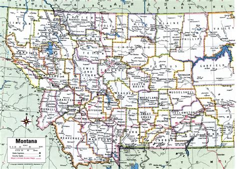 Free Map Of Montana Showing County With Cities And Road Highways