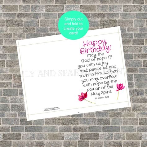 Religious Printable Birthday Card Romans Bible Verse Card Etsy