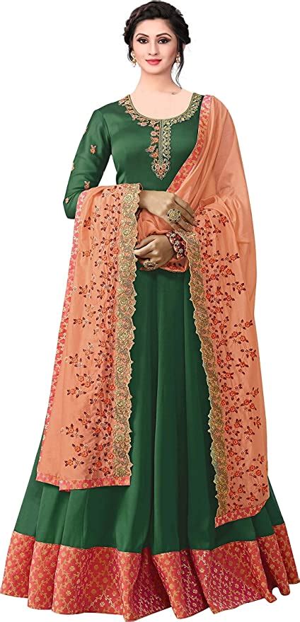Indian Decor And Attire Women Silk Salwar Suit Set Green