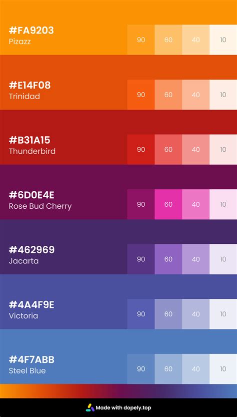 Color Palette Inspiration With Tint Colors And Hex Code Inside Colors