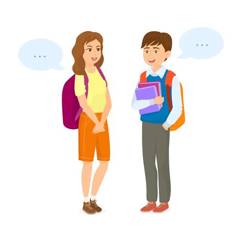 Couple Students Talking With Dialog Boxes Back To School Vector Art At Vecteezy