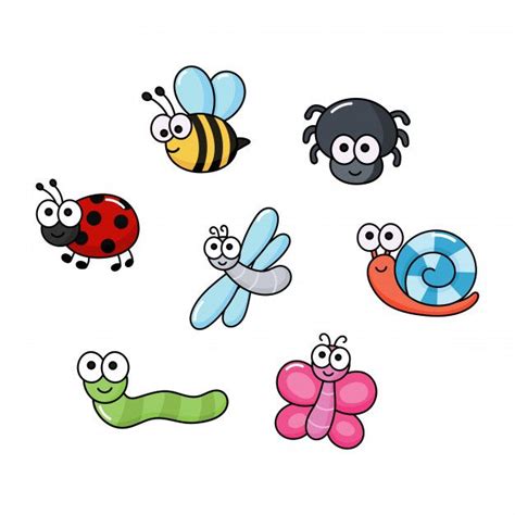 Premium Vector Set Of Funny Bugs Cartoon Insects Isolated Bugs