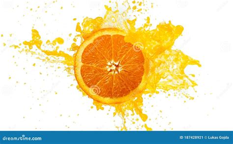 Fresh Orange Slice With Splashing Juice Stock Image Image Of Flowing