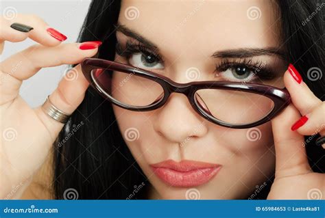 Brunette Wearing Glasses Stock Image Image Of Face Complexion 65984653