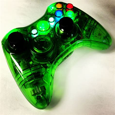 A Custom Modded Illuminated Halo Green Xbox 360 Rapid Fire Controller