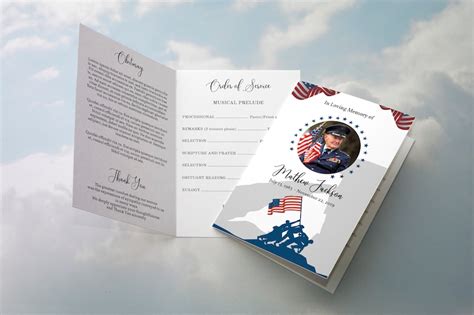 Military Funeral Program Template Double Sided Folded Etsy Ireland