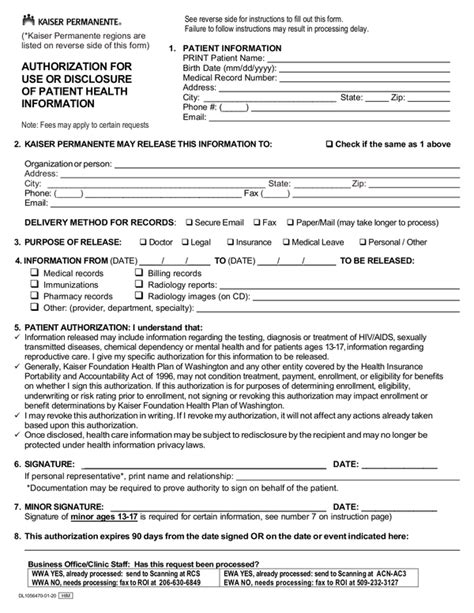 Fill Free Fillable Kaiser Permanente Pdf Forms