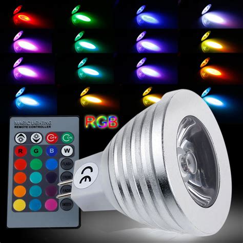 Sale 16 Color Changing Mr16 3w Rgb Led Light Bulb Lamp Acdc 12v Ir