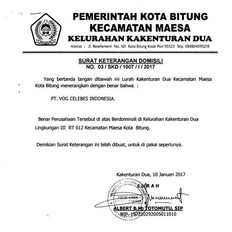 ️ Contoh Surat Keterangan Domisili Perusahaan Untuk Keperluan Bisnis