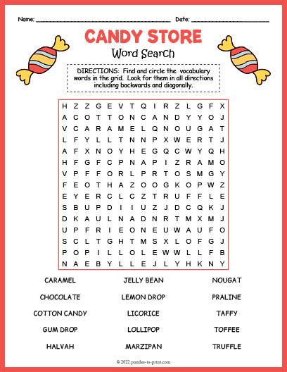 Candy Word Puzzle Planlues