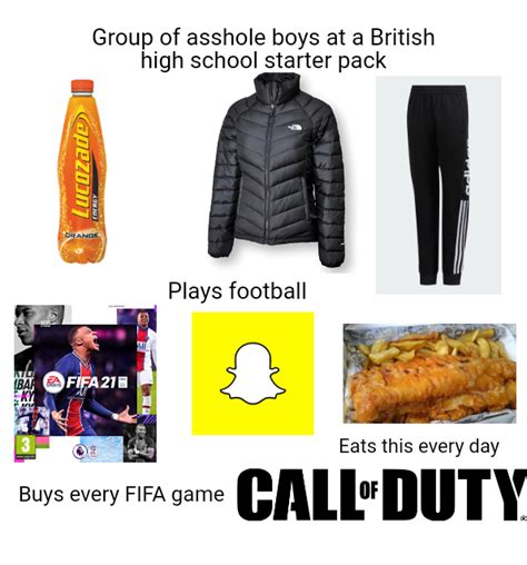 Group Of A Boys At A British High School Starter Pack R
