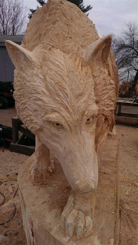 Awesome Chainsaw Wood Carving Wolf Sculpture Chainsaw Carving