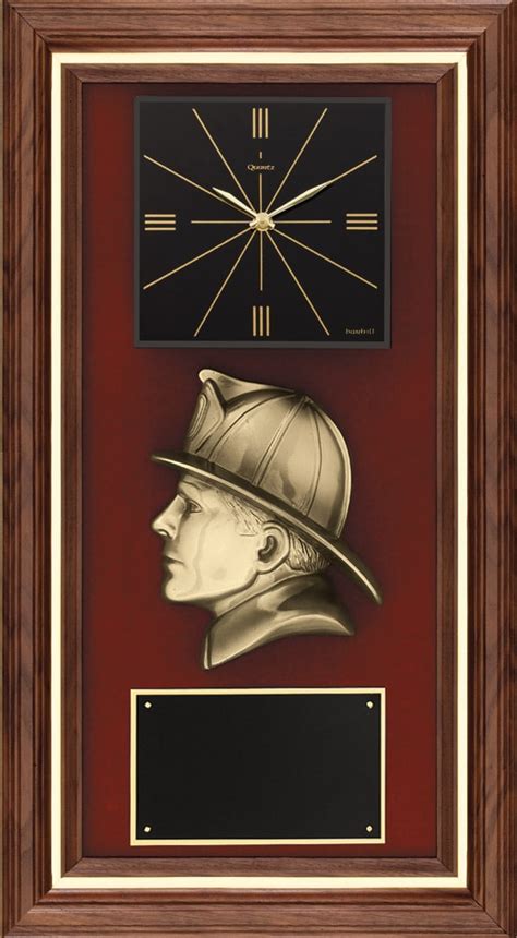 Firefighter Walnut Clock At35 Free Engraving And Shipping