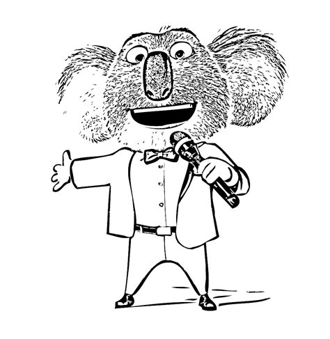 Free printable sing coloring pages for kids! Leuk voor kids (Fun for kids) - Buster Moon the Koala: the ...