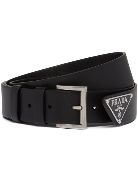 Prada Triangle Logo Leather Belt Farfetch