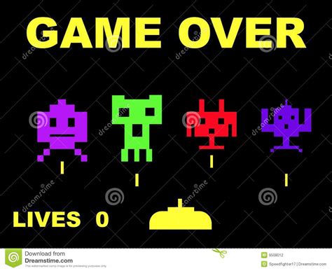 Space invaders game over editorial photography. Illustration of ...