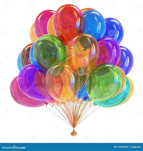 Party Balloons Glossy Multicolored Colorful Helium Balloon Bunch Stock
