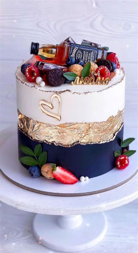 47 Cute Birthday Cakes For All Ages Navy Blue Gold And White