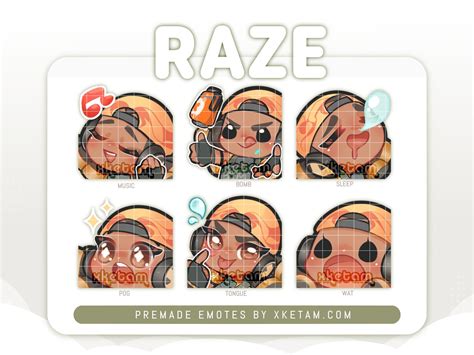 Raze Emotes Valorant Premade For Twitch Youtube Discord Etsy