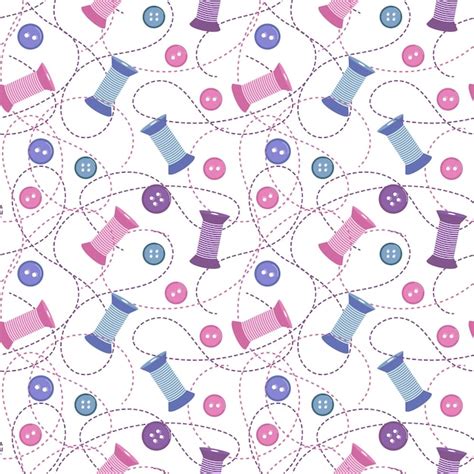 Premium Vector Seamless Pattern On A Sewing Theme Spools Of Thread