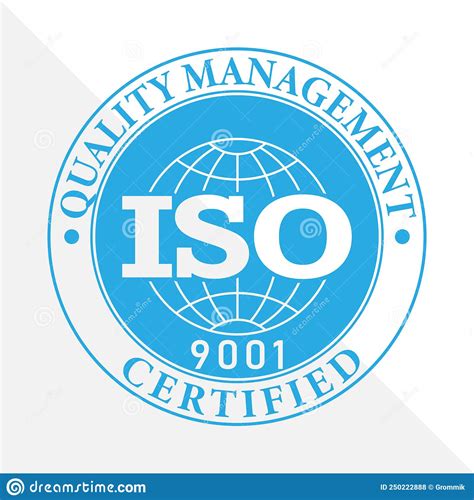 Iso 9001 Quality Management Certification Stamp Flat Style Stock