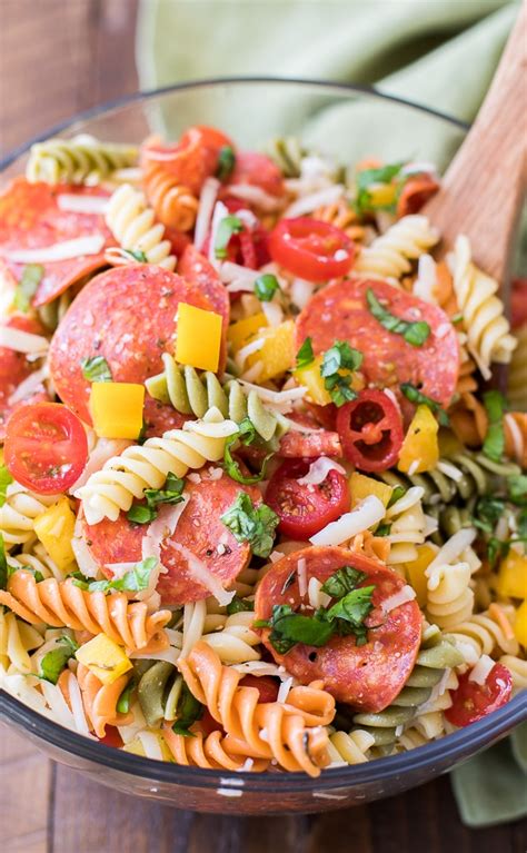 Our pasta salad recipes are ideal for rounding out a cookout menu that includes grilled chicken breasts, bbq pork. Pepperoni Pasta Salad Recipe | Tri-Color Rotini Pasta Salad