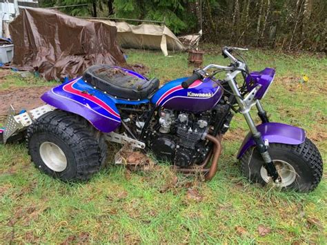 It only has one larger rear wheel and its handlebars connect directly to one of the two narrow front wheels via two long levers two narrow front. Kawasaki KZ1000 ATC 3 Wheeler. - $1000 (silverton ...