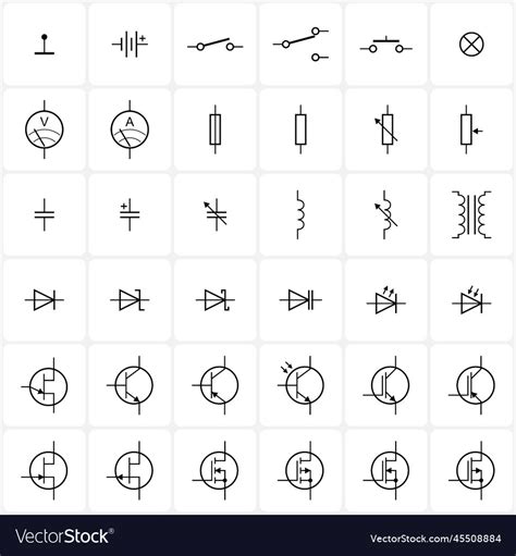 Electronic Component Symbols Royalty Free Vector Image