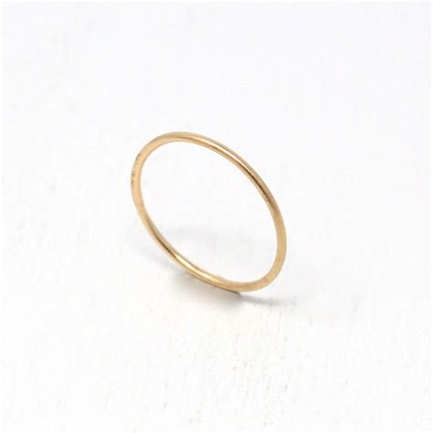 Dainty Gold Band 14k Yellow Gold Classic Plain 1 Mm Ring Etsy