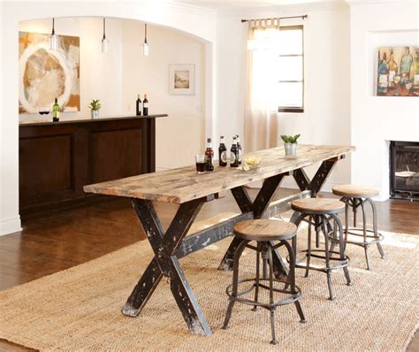 Reclaimed Boat Wood Counter Height Table Rustikal Hausbar Houston