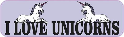 Stickertalk Purple I Love Unicorns Vinyl Sticker 10 Inches X 3 Inches