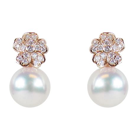 Mikimoto Akoya Cultured Pearl And Diamond Earrings Mea10320adxz Mayors