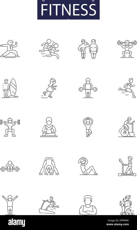 Fitness Line Vector Icons And Signs Exercise Training Exercise