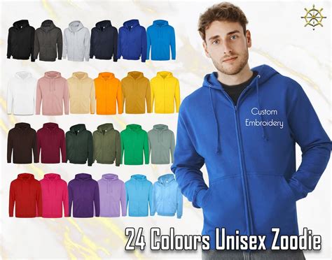 Personalised Zip Up Hoodie Embroidered Your Name Or Logo Etsy Uk